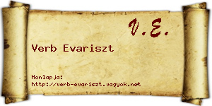 Verb Evariszt névjegykártya